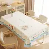 Toalha de Mesa Desenho Animado, Sem Lavagem, Impermeável, À Prova de Óleo, Resistente ao Calor, Estilo Dopamina Creme, Toalha de Mesa Retangular, Protetor de Mesa, Chá