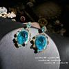 Anel de flor de safira de Madagascar banhado a ouro 18K antigo esculpido pulseira de zircão tesouro de cor dourada esculpida