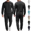 Conjunto Casual Jacquard de Manga Longa Masculino Amazon Primavera Outono Blusa Calça Jogger Esportiva Calças com Cordão Estilo Europeu Americano Masculino