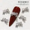 Joyería para Uñas con Forma de Moño de Zirconia Estilo Popular de Celebridad de Internet Decoración de Uñas con Forma de Pajarita Metálica de Cobre Incrustada con Gota de Agua Incrustada con Diamante