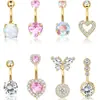 Conjunto de 8 peças de piercing de umbigo joia para piercing corporal e-commerce transfronteiriço cravejado de zircônia anel de umbigo em forma de coração fabricantes em estoque atacado