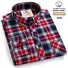 Camisa xadrez de algodão lixado para jovens outono e inverno moda casual super plus size flanela manga longa nova masculina