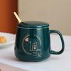 Canecas Personalizadas para Casal, Par de Xícaras de Cerâmica com Tampas e Colheres, Xícaras de Café, Copos de Água 520, Porcelana Branca para Presente