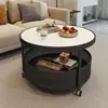 Mesa de centro para sala de estar estilo italiano para espaços pequenos, móvel, luxo leve, sensação de alta qualidade, mesa de centro redonda pequena de vidro, modelo minimalista 2025 novo