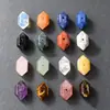 Pendente de cristal de pedra natural em prisma de ponta dupla 16mm com furo passante proteína semiacabado DIY acessório de pingente versátil