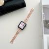 Pulseira de Metal para Relógio com Corrente de Diamantes e Contas Adequada para Apple Watch 9 10 11 Huawei Fit5 Xiaomi Redmi Pulseira Cravejada de Diamantes