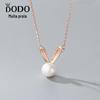 Colar de Coelho em Prata de Lei s925 para Meninas Luz de Luxo Nicho Orelhas de Coelho 2022 Novo Corrente para Clavícula com Pérola de Água Doce