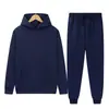 Traje Deportivo para Hombre Color Sólido Polar Cálido Otoño e Invierno Sudadera con Capucha Suéter Holgado