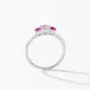 Anillo de Plata de Ley S925 con Circonita Rosa Gradiente Nuevo Dulce para Mujer Diseño de Lujo Accesible Anillo de Dedo Índice de Gama Alta