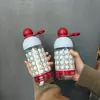 Copo de Palha Compacto com Anel para Meninas, Copo de Vidro Borossilicato de Camada Única, Copo de Presente de Alta Qualidade com Bom Acabamento e Copo de Água Acompanhante