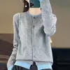 Cardigan de Tricô Feminino Manga Longa Bloco de Cores Casaco Suéter Top com Design Falso de Duas Peças, Solto e Leve - Primavera 2026