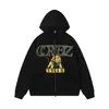 Cort Marca Tendência Americana Alcatraz Moletom com Zíper Solto High Street Conjunto Moletom Calça Estampada com Letras Masculino Outono Inverno
