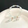 Pulseira de Cristal Morango com Contas para Meninas, Pulseira de Amizade, Pulseira de Nicho com Pingente de Franja