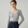 2026 Novo Suéter 100% Caxemira Feminino Gola V Outono e Inverno Pulôver Tricô Macio Pegajoso Slim Fit Mostra Fino Camada de Base