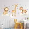 Pegatinas de pared de dibujos animados de león, jirafa y zorro para habitación infantil, decoración navideña, papel tapiz autoadhesivo de PVC.