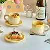 Lento como los viejos tiempos - Estilo Ins de alta estética creativa manzana linda exquisita juego de taza y platillo de café para uso en el hogar y la oficina