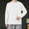 Camiseta de manga larga de otoño, capa base talla grande, cuello redondo para hombre, top simple y holgado, estilo coreano, camiseta estampada de moda