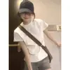 Camiseta de manga corta de algodón puro para mujer, estilo coreano de verano 2026, moderna y versátil, elegante top ligero floral gris
