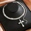 Joyería de Moda Europea y Americana Transfronteriza Colgante Completo de Diamante Collar de Cruz Personalizado Cadena de Cuello Gargantilla Accesorios para Mujer