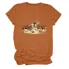 Amazon eBay sitio independiente de moda y único versátil para mujer de mezclilla para montar a caballo tres vacas calabaza cuello redondo manga corta camiseta