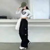 Pantalones Cargo de Otoño para Niñas 2026 Nuevo Estilo de Otoño Pantalones Casuales Sueltos de Pierna Ancha para Niños Mayores, Pantalones Estilo Urbano en Negro