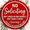 Divertida placa de hojalata redonda inglesa estilo americano "No Solicitar" letrero de advertencia retro transfronterizo