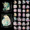 30 Peças de Adesivos de Pet Unicórnio de Fantasia Desenho Animado de Compra Direta Transfronteiriça, Adesivos Decorativos Transparentes a Laser para Skateboard DIY