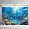 Tela de Fondo de Animales Marinos Modelo Nuevo Transfronterizo, Tela Colgante de Tiburón Mundo Submarino, Tela de Fondo de Decoración de Escena de Patio al Aire Libre