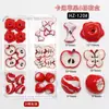 Decoración Popular de Manicura de Dibujos Animados de Manzana Xiaohongshu Caja de 6 Compartimentos Fruta Roja Rebanada Estéreo Resina Accesorios DIY