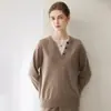 Nuevo Suéter de Cachemir 100% Puro Otoño/Invierno 2026 Cuello Redondo Falso Dos Piezas Bloque de Color Tejido Pulóver para Mujer Manga Larga