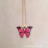 Collar de cadena de suéter de estilo coreano, colorido, estilo étnico, con mariposas que gotean aceite, dulce y combinable, collar de moda, collar corto de clavícula.