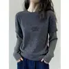 Camiseta listrada de manga longa, estilo duas peças, em tecido escovado espesso, para mulheres, peça base, estilo para o trabalho, versão coreana, top versátil para o início do outono