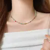 Colar de Cristal Colorido Dopamina de Vidro para o Verão Corrente para Clavícula com Miçangas de Vidro Importadas Tchecas Colar de Nicho