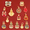 Estilo Antiguo Dorado Mate Golondrina Bestia Dorada Accesorios con Cuentas Tendencia Nacional Familia de Tres Bestias Doradas Golondrina Accesorios para Llavero