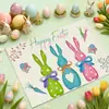 Manteles de Pascua de Venta Caliente Transfronterizos, Lino de Tela Estampado con Huevos y Conejos de Colores, Manteles para Mesa de Comedor, Venta al por Mayor de Fábrica