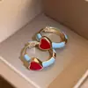 Pendientes Vintage de Segunda Mano Aguja de Plata Plisado Corazón Rojo Pendientes de Metal Pendientes Personalizados Retro Fabricante Venta al por Mayor