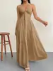 Vestido de Verano Tk Transfronterizo para Mujer Corte A Escote en V Profundo Bajo Cortado Vestido Sexy de Tirantes Finos para Fiesta de Vacaciones