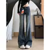 Calça Flare Estilo Americano Vintage para Mulheres, Nova Coleção de Primavera, Tamanhos Grandes, Elástica, Emagrecedora, Corpo em Formato de Pera, Calça Flare
