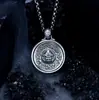 Pingente de Prata Esterlina S925 com Disco Giratório do Deus da Riqueza Amarelo, Estilo Vintage Único e Ousado, Acessório Masculino Tendência de Nicho Atacado