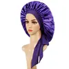 Amazon Venta al por mayor Transfronteriza Gorro de Noche de Satén Pañuelo para la Cabeza Lazo Cinta de Alta Elasticidad Sombrero para Mujer Imitación de Seda Gorro para el Cuidado del Cabello