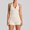 Conjunto de fitness transfronterizo: hermoso chaleco deportivo de espalda con cuello halter, secado rápido para correr al aire libre, conjunto de atuendo para Pilates y yoga