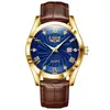 LIGE/Moda transfronteriza para hombre, reloj de cuarzo multifuncional impermeable con calendario y luminiscencia, reloj de pulsera de negocios en dorado y negro