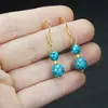 Pendientes de Gancho con Borla de Turquesa de Hubei Hechos a Mano Azules Estilo Nacional Retro Pendientes Pendientes Suministro en Vivo Venta al por Mayor