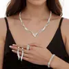 Pendientes Largos con Borlas de Moda Europea y Americana Incrustados de Diamantes Collar Elegante de Lujo Transfronterizo Set de Cuatro Piezas de Lujo de Gama Alta