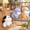 Collar de Cachorro Color Rubor Llavero de Perro Colgante Juguete de Peluche Muñeca Shiba Inu Encanto para Bolso de Pareja Juguete de Peluche