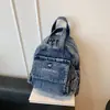 Bolso cruzado de hombro de mezclilla de moda transfronterizo, Mochila casual versátil, Bolso pequeño multicapa ligero para mujer
