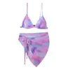 2026 Nuevo Bikini de Tres Piezas para Mujer Estilo Sencillo con Estampado Tie-Dye, Traje de Baño Sexy Adelgazante Europeo y Americano