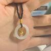 Novo Pequeno Sino Hetian Jade Anel Colar Fivela de Segurança Pingente de Corda Trançada Melhor Amigo Casal Estudante
