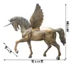 Escultura de Pegaso Hecha a Medida Realista de Fibra de Vidrio Unicornio Dorado Animal Alado Escultura Decoración de Parque al Aire Libre Patio