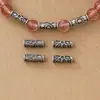 Prata 925 pura vintage fosca desgastada girassol tubo reto de prata prata velha tubo reto pequeno acessórios DIY para miçangas e tranças